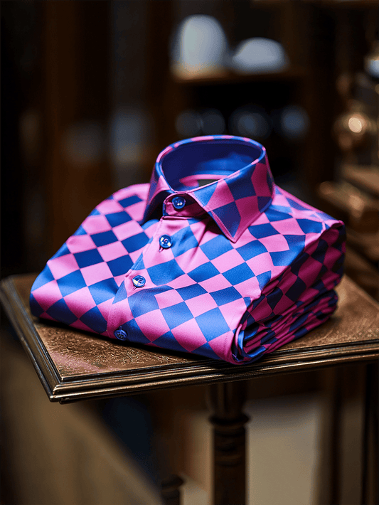 New Limited Edition Smart Diamond Pattern Lapel Short Sleeve Polo Shirt for Business Casual