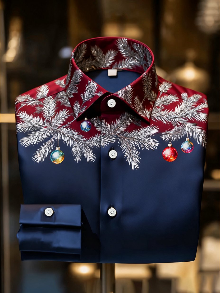 New Limited Edition Luxury Christmas Party Long Sleeve Button-Down Shirt