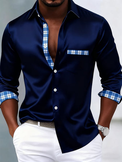 New Limited Edition Fashionable Business Luxury Contrasting Colour Design Printed Long-Sleeved Shirt