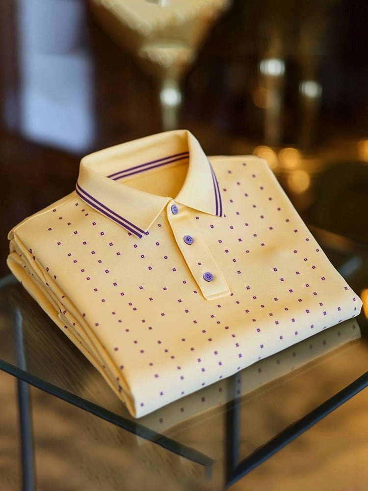New Limited Edition Classic Business Casual Short Sleeve Polo Shirt with Logo Button Detail