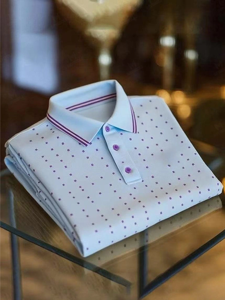 New Limited Edition Classic Business Casual Short Sleeve Polo Shirt with Logo Button Detail