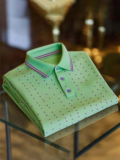 New Limited Edition Classic Business Casual Short Sleeve Polo Shirt with Logo Button Detail