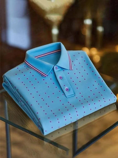 New Limited Edition Classic Business Casual Short Sleeve Polo Shirt with Logo Button Detail