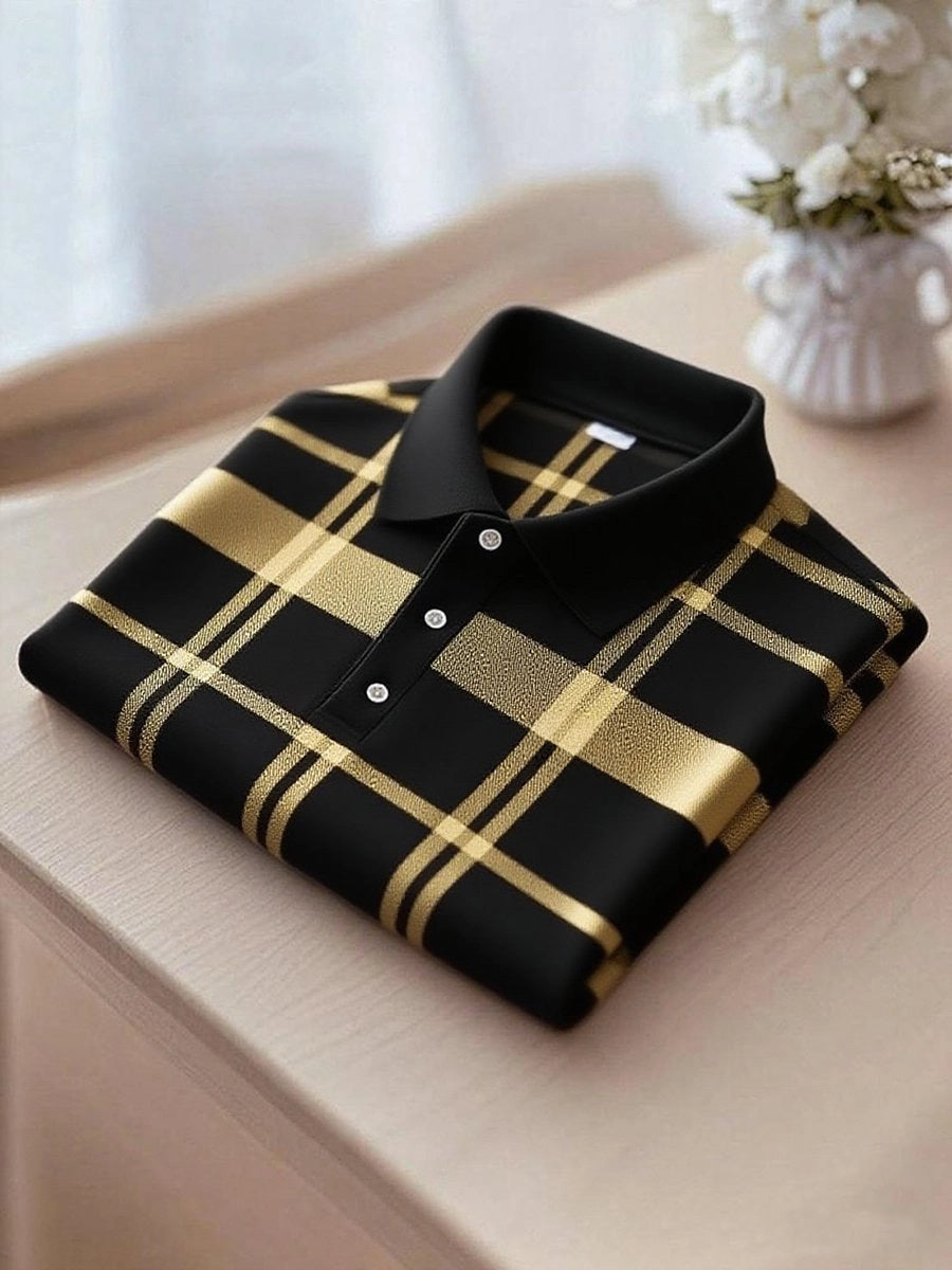 New Limited Edition Sharp Striped Short Sleeve Polo Shirt - Breathable Business Casual Comfort