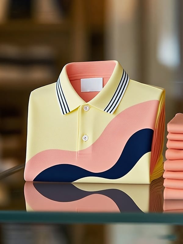 New Limited Edition Stylish Abstract Irregular Pattern Polo Shirt - Business Casual Short Sleeve Top