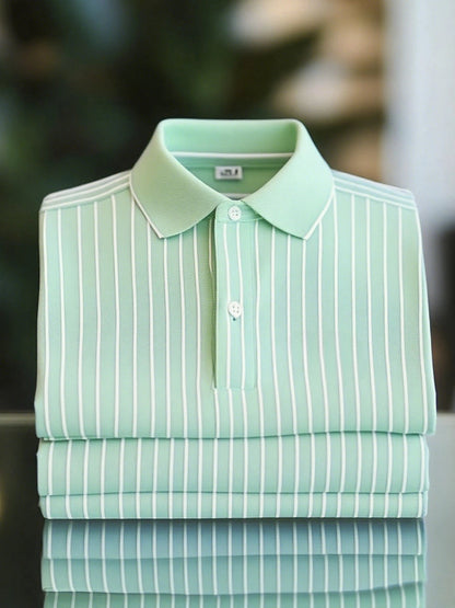 New Limited Edition Classic Striped Short Sleeve Polo Shirt: Stylish, Breathable, Button-Down