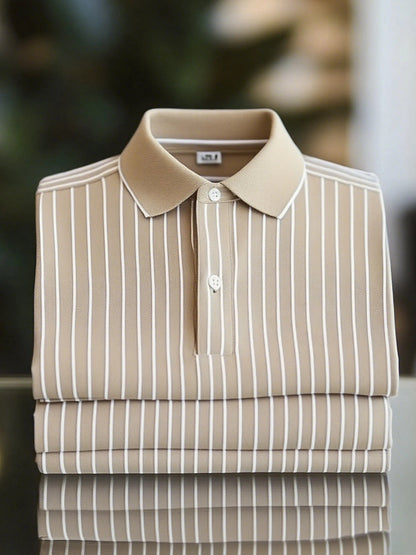 New Limited Edition Classic Striped Short Sleeve Polo Shirt: Stylish, Breathable, Button-Down