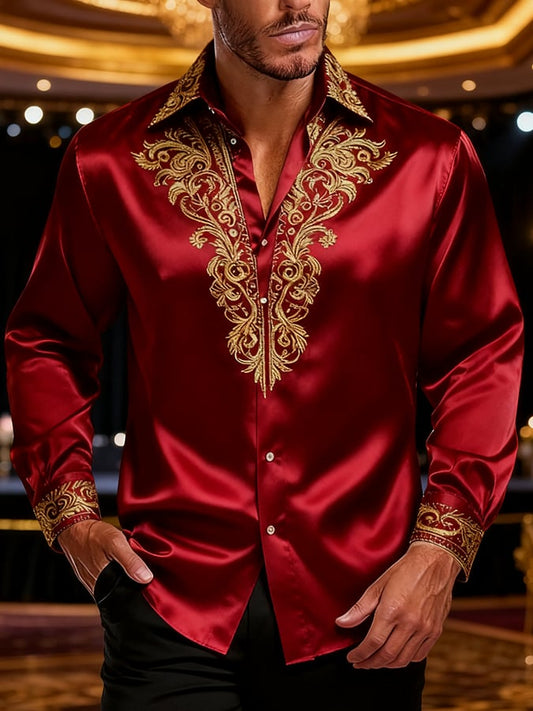 New Limited Edition Fashionable Business Luxury Contrasting Color Design Printed Long-Sleeved Shirt