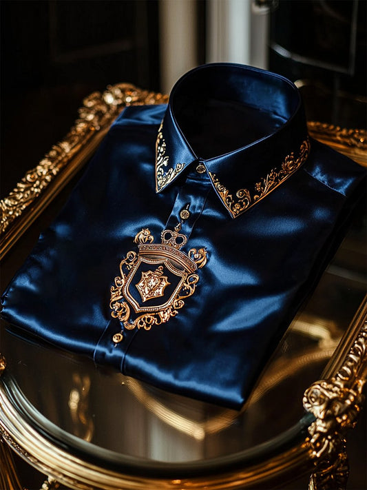 New Limited Edition Luxurious Satin Long Sleeve Button-Down Shirt - Elegant Casual Work Party